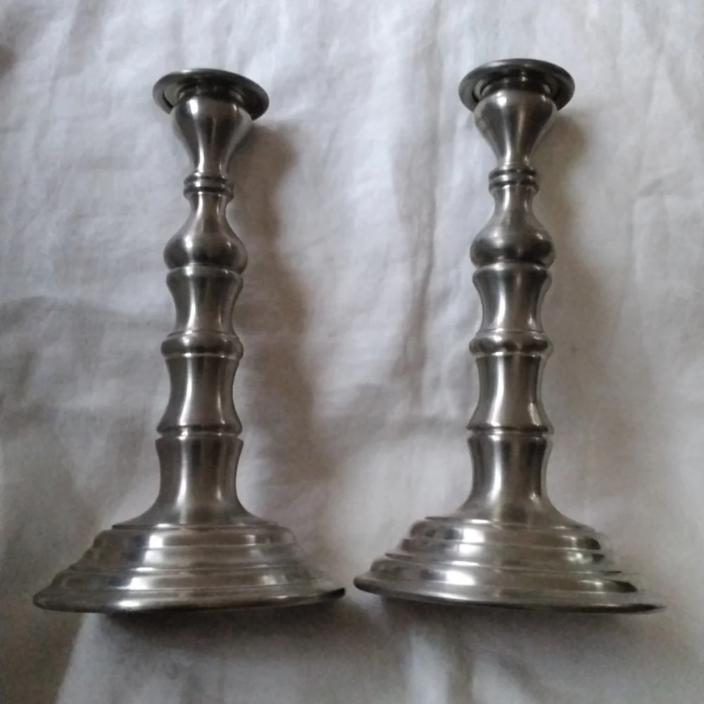 9” Pewter Candlestick Holders, set of 2